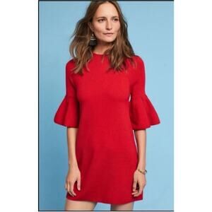 MOTH Dress Womens Medium Cherry Red Chester Bell Sleeve Sweater Anthropologie